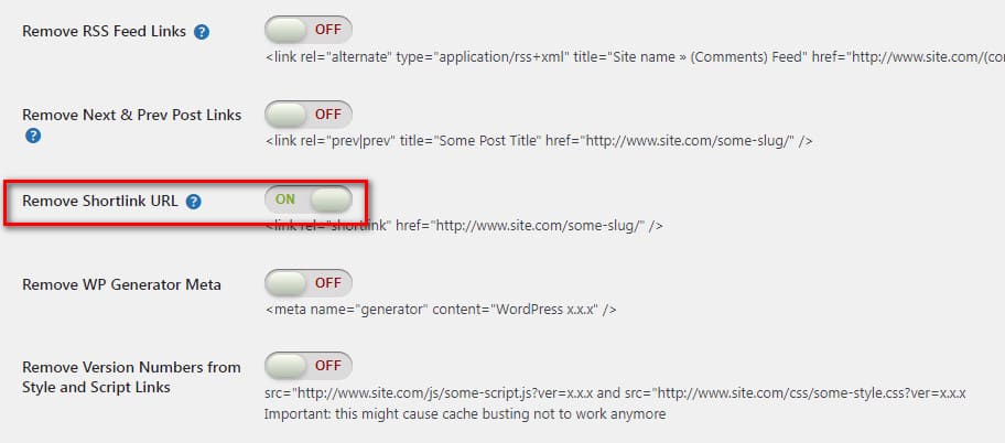 убрать shortlink из кода плагин Remove WordPress Overhead